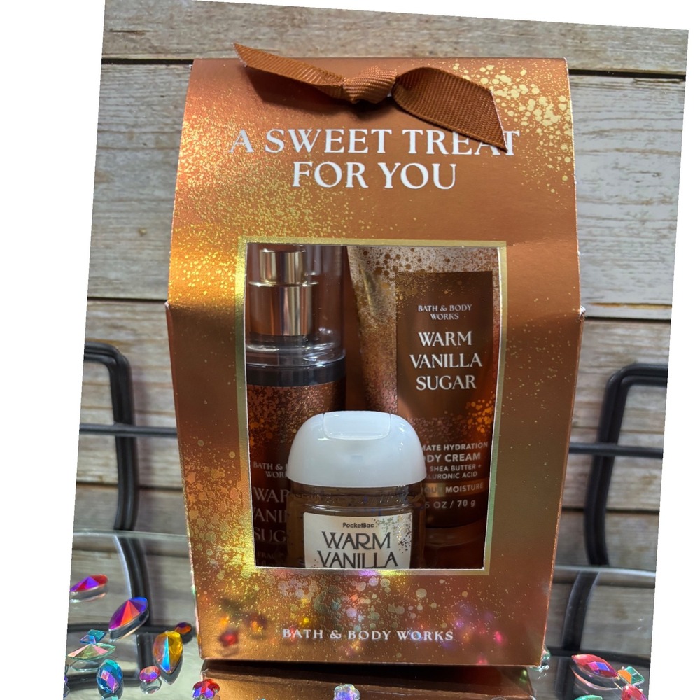 Bath Body Works Warm Vanilla Sugar Travel Size‎ Gift Set Body Cream Mist  New